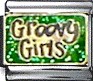 Groovy girls - green sparkly enamel charm - Click Image to Close